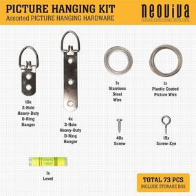 img 3 attached to 🖼️ NEOVIVA 73-Piece Picture Hanging Kit: Assorted Hangers with D-Ring, Coated Wire, Stainless Steel Wire, Screw-Eye, and Level - Ideal for Wall Mounting