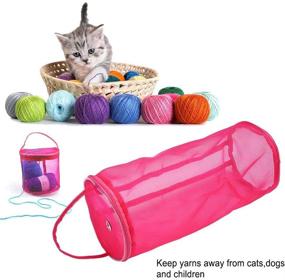 img 2 attached to Large Red Mesh Yarn Storage Bag - Lightweight Portable Tote Organizer for Knitting and Crocheting - Cloth Woven Holder for Convenient Yarn Storage