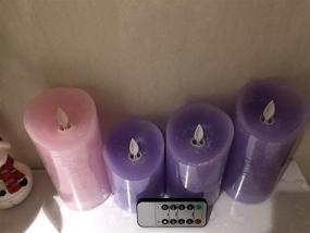 img 1 attached to Premium Battery Operated Advent Candles Set - Realistic Moving Flame Pillar Wax Candles with Remote and Timer - 3 Purple, 1 Pink - Unscented