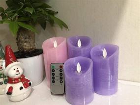 img 3 attached to Premium Battery Operated Advent Candles Set - Realistic Moving Flame Pillar Wax Candles with Remote and Timer - 3 Purple, 1 Pink - Unscented