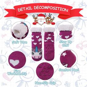 img 3 attached to Ultimate Cozy Comfort: Boys Girls Cute Unicorn Slipper Socks with Warm Fleece Lining - Perfect Winter Christmas Home Socks for Kids and Toddlers