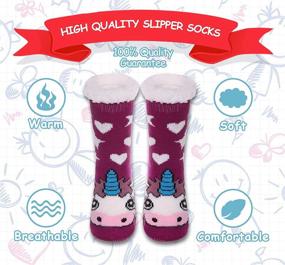img 1 attached to Ultimate Cozy Comfort: Boys Girls Cute Unicorn Slipper Socks with Warm Fleece Lining - Perfect Winter Christmas Home Socks for Kids and Toddlers