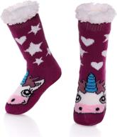 ultimate cozy comfort: boys girls cute unicorn slipper socks with warm fleece lining - perfect winter christmas home socks for kids and toddlers logo