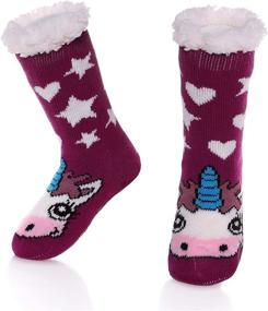 img 4 attached to Ultimate Cozy Comfort: Boys Girls Cute Unicorn Slipper Socks with Warm Fleece Lining - Perfect Winter Christmas Home Socks for Kids and Toddlers