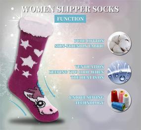 img 2 attached to Ultimate Cozy Comfort: Boys Girls Cute Unicorn Slipper Socks with Warm Fleece Lining - Perfect Winter Christmas Home Socks for Kids and Toddlers
