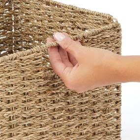 img 1 attached to Set of 4 Natural Seagrass Woven Cube Foldable Storage Bins with Handle - Ideal for Closet, Laundry, Home Office, Nursery, Kitchen, Bathroom Shelf Organization - mDesign
