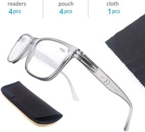 img 1 attached to 👓 OLOMEE Oversize Square Men Reading Glasses 4 Pack - Comfortable Lightweight Eyeglasses with Flexible Spring Hinge