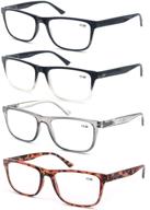 👓 olomee oversize square men reading glasses 4 pack - comfortable lightweight eyeglasses with flexible spring hinge logo
