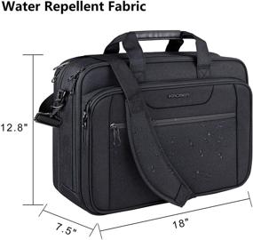 img 2 attached to 💼 KROSER Expandable Laptop Bag 17.3 Inch: Water-Repellent Messenger Bag for Travel/Business/School, Black