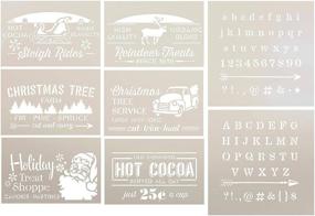 img 2 attached to 🎅 StudioR12's 8-Piece Christmas Stencil Set - Santa Claus, Reindeer, Hot Cocoa Tree - Reusable Mylar Template for Painting Wood Signs, Crafting Winter Holiday Home Decor, and DIY Gifts - Scrapbooking and Journaling