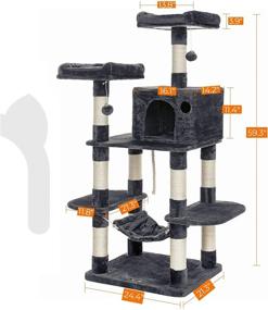 img 1 attached to FEANDREA High-Quality Multi-Level Cat Tree Tower for Large Cats, Exceptionally Stable Cat Tower