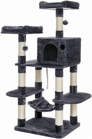 img 4 attached to FEANDREA High-Quality Multi-Level Cat Tree Tower for Large Cats, Exceptionally Stable Cat Tower