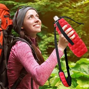 img 1 attached to 🚰 Adjustable Shoulder Strap Water Bottle Carrier by Metric USA - Snug Fit Insulated Reversible Sleeve for 25oz Water Bottle (Bottle not Included) - Ideal Holder for Walking, Hiking, Camping, and Traveling