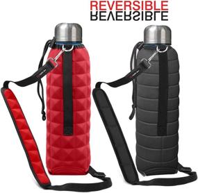 img 2 attached to 🚰 Adjustable Shoulder Strap Water Bottle Carrier by Metric USA - Snug Fit Insulated Reversible Sleeve for 25oz Water Bottle (Bottle not Included) - Ideal Holder for Walking, Hiking, Camping, and Traveling