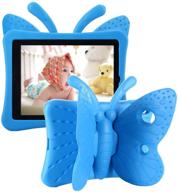 🦋 cute butterfly shockproof eva foam super protection kid proof protective stand cover for ipad 10.2 7th gen 2019/8th gen 2020 - blue logo