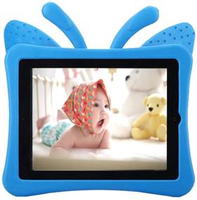 img 2 attached to 🦋 Cute Butterfly Shockproof EVA Foam Super Protection Kid Proof Protective Stand Cover for iPad 10.2 7th Gen 2019/8th Gen 2020 - Blue