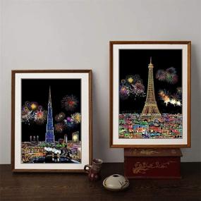 img 3 attached to 🎨 Scratch Art Rainbow Painting Paper: A4 Fireworks City Night View | DIY Scratchboard Crafts for Women's Hobbies | Engraving Arts for Kids & Adults | Perfect Christmas Birthday Party Gift