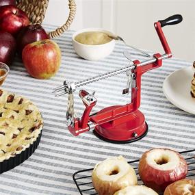 img 1 attached to 🍎 Red Apple Peeler Slicer Corer with Suction Base – Durable Heavy Duty Die Cast Magnesium Alloy Peeler with 1 Extra Blade