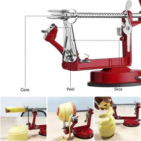 img 3 attached to 🍎 Red Apple Peeler Slicer Corer with Suction Base – Durable Heavy Duty Die Cast Magnesium Alloy Peeler with 1 Extra Blade