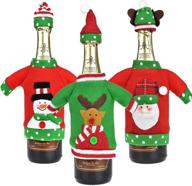 iwntwy christmas wine bottle cover set: handmade sweater santa claus snowman reindeer covers - perfect xmas new year party table decor, set of 3 логотип