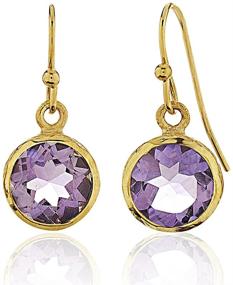 img 1 attached to 💎 Premium 18K Gold-Plated Brass Circle Gemstone Dangle Earrings for Enhanced SEO