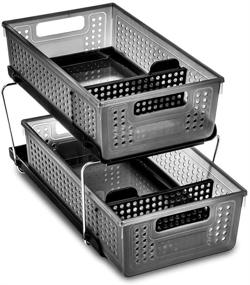 img 4 attached to 🔖 Madesmart Large 2-Tier Organizer with Dividers - Bath Collection Slide-Out Baskets with Handles, Space-Saving, Multi-Purpose Storage, BPA-Free - Carbon Finish
