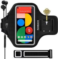 🏃 runbach running armband for google pixel 4xl/3a xl/3 xl - sweatproof gym bag with fingerprint touch, key holder, and card slot (black) logo