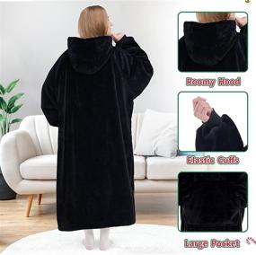img 2 attached to 🧥 KPBLIS Wearable Blanket Hoodie: Cozy Giant Fleece Sweatshirt with Sleeves and Pocket - Black