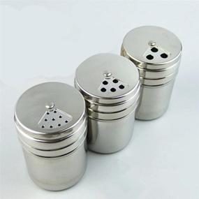 img 2 attached to 🍶 Rotatable Stainless Steel Flavour Bottles with Adjustable Pour Holes for Kitchen Cooking, Outdoor Barbecue, Salt, Spice, Sugar, and Pepper