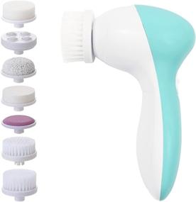 img 4 attached to 🌀 Turquoise Facial Cleansing Brush Face Spin Brush with 7 Exfoliating Brush Heads for Gentle Exfoliation and Deep Scrubbing, Removing Blackhead, Deep Cleansing [Newest 2021]