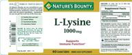🌿 nature's bounty l-lysine 1000 mg tablets - pack of 3: boost your immunity and promote skin health logo