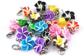 img 4 attached to 🌺 20pcs Assorted Color Frangipani Flower Dangle Charms Pendant with Lobster Clasp - Ideal for Jewelry Making Accessory, Fit Floating Locket Charms Necklaces by Yueton