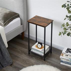 img 2 attached to EKNITEY Space Saving Nightstand/End Table with Storage Shelf for Living Room, Bedroom, and Office - High and Narrow Telephone Table