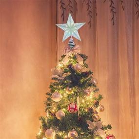 img 1 attached to 🌟 Juegoal Lighted Christmas Star Tree Topper – Vintage Metal with White Glitter and 42 Multicolor LED Lights – Ideal for Indoor Christmas Ornaments, Party Decorations, and Home Décor