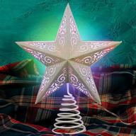 🌟 juegoal lighted christmas star tree topper – vintage metal with white glitter and 42 multicolor led lights – ideal for indoor christmas ornaments, party decorations, and home décor logo