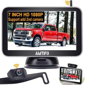 img 4 attached to AMTIFO AM-W70 - беспроводная камера заднего вида HD 1080P для грузовика с Bluetooth, ⚙️ 7-дюймовый монитор, цифровой сигнал и поддержка 2-й камеры RV/камеры заднего вида с номерным знаком.