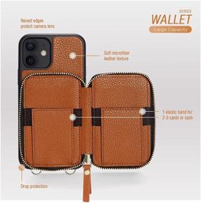 img 2 attached to 📱 ZVE iPhone 11 Wallet Case with Crossbody Chain Strap & Card Holder – Brown, 6.1-inch Protective Leather Zipper Case