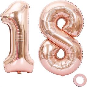 img 4 attached to Stunning Decor for 18th Birthday: Juland 40-Inch Rose Gold Number 18 Balloons - Giant Foil Mylar Balloons for Unforgettable Party Ambience