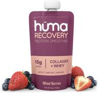 🥤 huma recovery protein smoothie: 6 pouches of collagen + whey post workout recovery drink with real fruit, electrolytes & healthy fats logo
