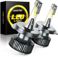 auxito h4 9003 led лампы - 80 вт 16 000 люмен 6500к ксеноново-белые лампы, готовые к canbus, c регулировкой луча - набор для преобразования plug and play, 2 шт. логотип