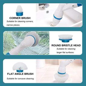 img 2 attached to 🧼 Long-Handled Cordless Electric Spin Scrubber - Multi-Purpose Power Surface Cleaner for Bathtub, Bathroom, Kitchen, and Tile Floors (with Microfiber Duster)