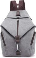 joseko school backpack women: casual vintage canvas backpack purse - large capacity travel bag in grey logo