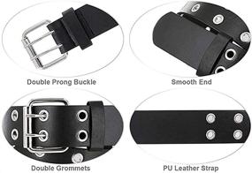 img 2 attached to Punk Double Grommet Belt for Women's Waist: Adjustable 👗 Pin Buckle Waist Belt - 3 3CmX110Cm - Chic Women's Accessories