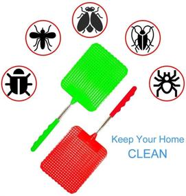 img 1 attached to 🪰 Upgraded 2021 Telescopic Fly Swatter - 6PCS Heavy Duty Manual Plastic Flyswatter with Extendable Stainless Steel Pole in 3 Color Options
