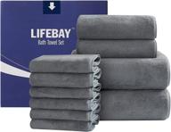 🛀 10-piece lifebay microfiber bath towels set - ultra soft, absorbent & quick dry towels for bathroom, beach, pool, gym, yoga - ultimate gray logo