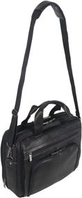 img 1 attached to 👜 Stylish Kenneth Cole Reaction Manhattan Colombian Leather Expandable Laptop Business Briefcase Bag, Black – Enhanced with RFID Protection for 15.6" Laptops