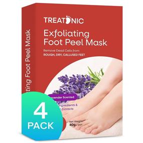 img 4 attached to Treatonic Lavender Foot Peel Mask - 4 Pairs - Exfoliating and Peeling Calluses, Dead Skin Cells | Smooth, Soft Skin, Repair Rough Heels | Men & Women