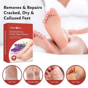 img 3 attached to Treatonic Lavender Foot Peel Mask - 4 Pairs - Exfoliating and Peeling Calluses, Dead Skin Cells | Smooth, Soft Skin, Repair Rough Heels | Men & Women