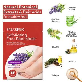 img 1 attached to Treatonic Lavender Foot Peel Mask - 4 Pairs - Exfoliating and Peeling Calluses, Dead Skin Cells | Smooth, Soft Skin, Repair Rough Heels | Men & Women