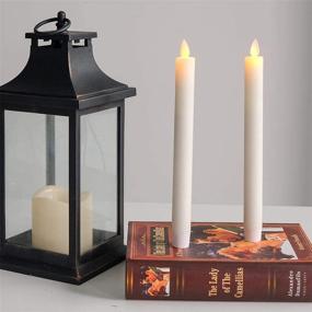 img 2 attached to 🕯️ DRomance Flameless Taper Candles: Remote, Timer, LED Flickering, Real Wax | Set of 2 Ivory Window Decoration